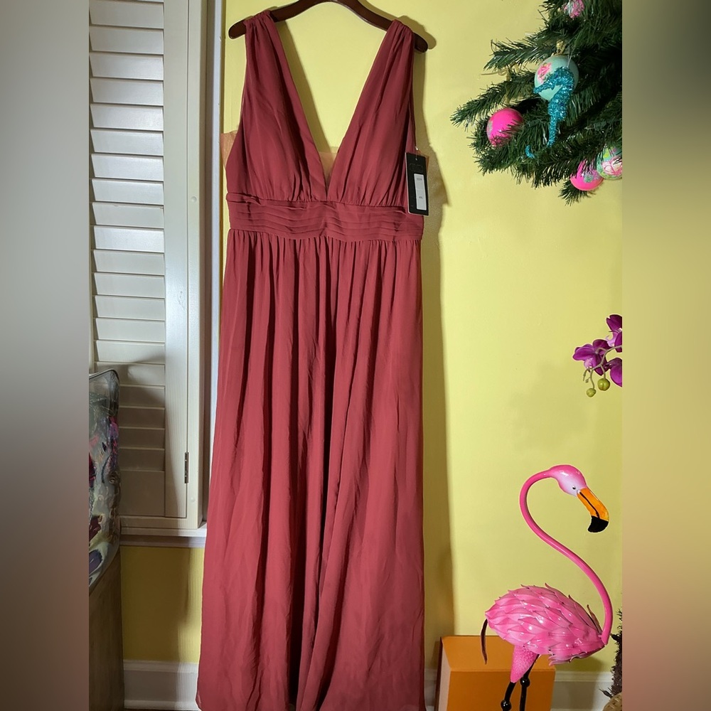 Eva Grecian Evening Gown Rust Measures XL - Picture 2 of 16